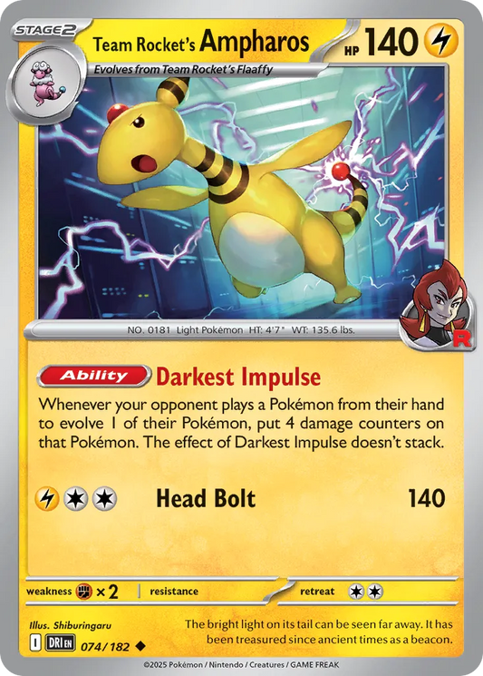 Team Rocket's Ampharos [Reverse Holo] #74
